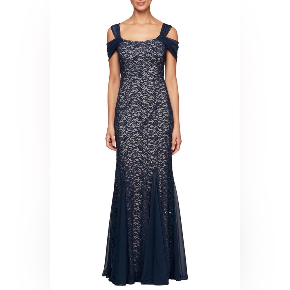 Alex Evenings Long Cold Shoulder, Mother of The Bride Gown